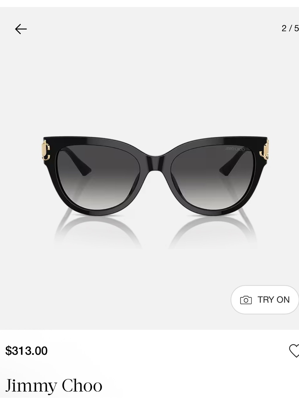 Jimmy Choo Black Cat-Eye Sunglasses with Gold Hardware